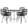 vidaXL Steel Medium Durable Garden Dining Set in Black