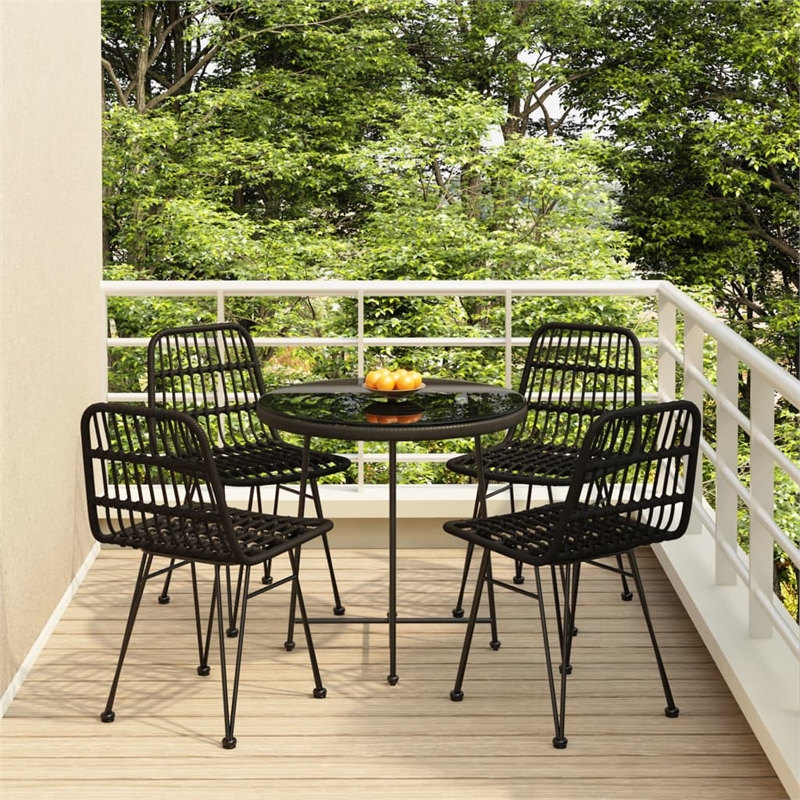 vidaXL Steel Medium Durable Garden Dining Set in Black