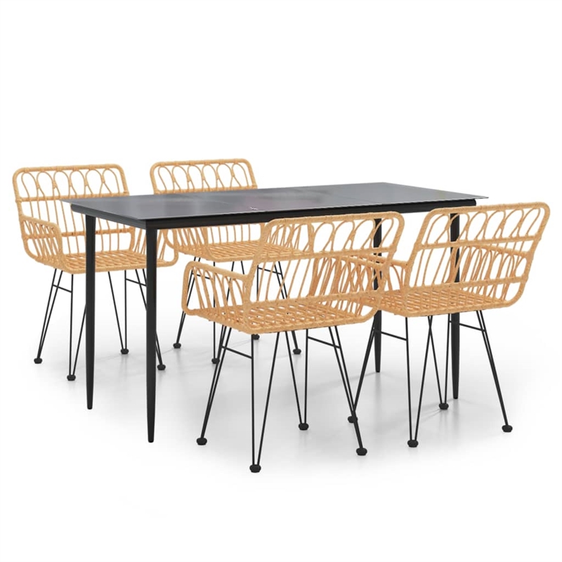 vidaXL Steel Medium Durable Garden Dining Set in Black