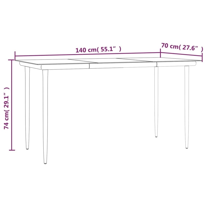 vidaXL Steel Medium Durable Garden Dining Set in Black