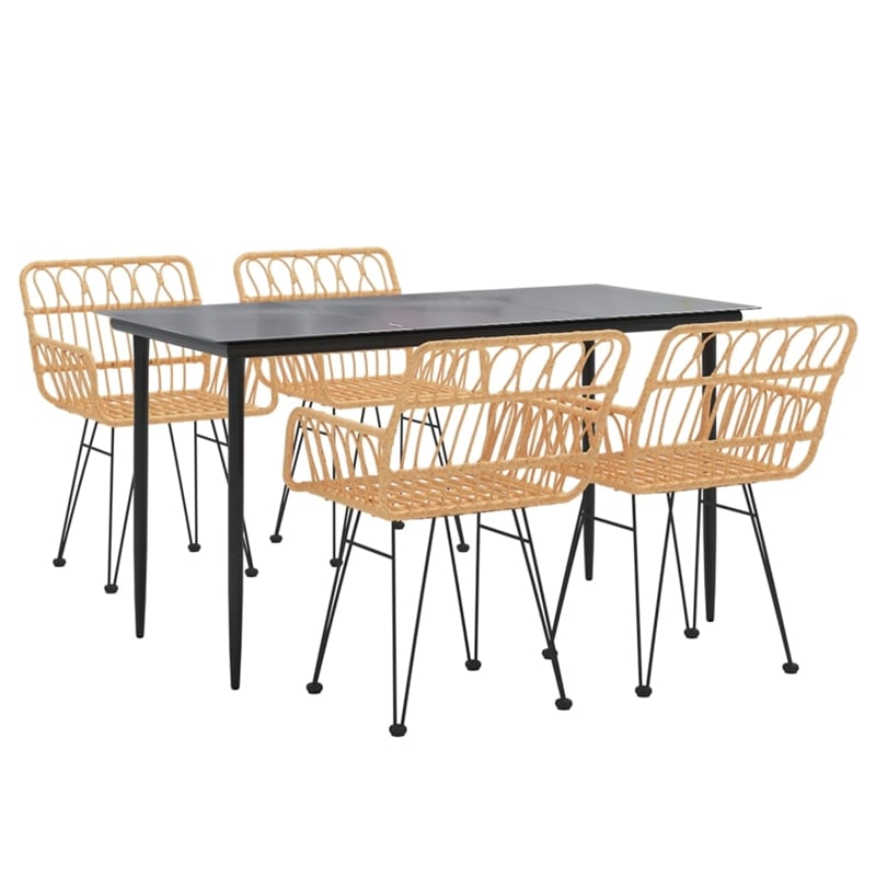 vidaXL Steel Medium Durable Garden Dining Set in Black