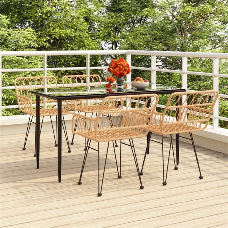 vidaXL Steel Medium Durable Garden Dining Set in Black