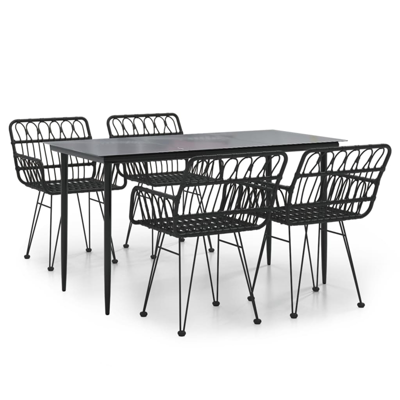 vidaXL Powder-Coated Steel Medium Durable Garden Dining Set in Black
