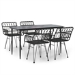vidaXL Powder-Coated Steel Medium Durable Garden Dining Set in Black