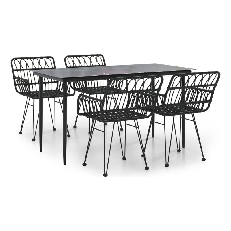 vidaXL Powder-Coated Steel Medium Durable Garden Dining Set in Black