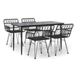 vidaXL Powder-Coated Steel Medium Durable Garden Dining Set in Black