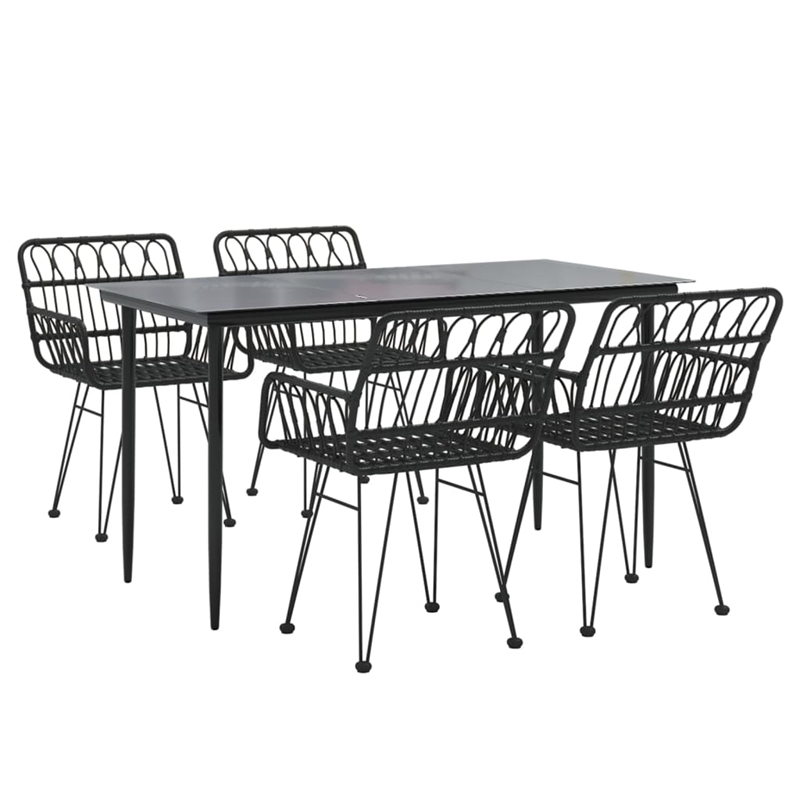 vidaXL Powder-Coated Steel Medium Durable Garden Dining Set in Black