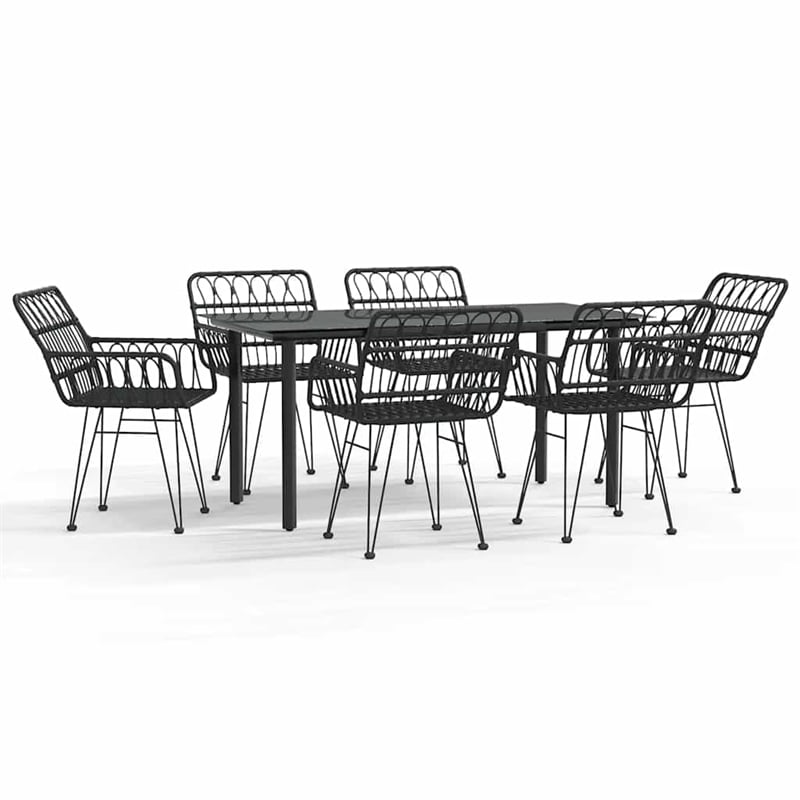 vidaXL Steel Large Garden Dining Set in Black