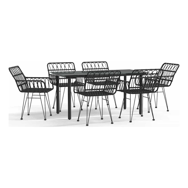vidaXL Steel Large Garden Dining Set in Black