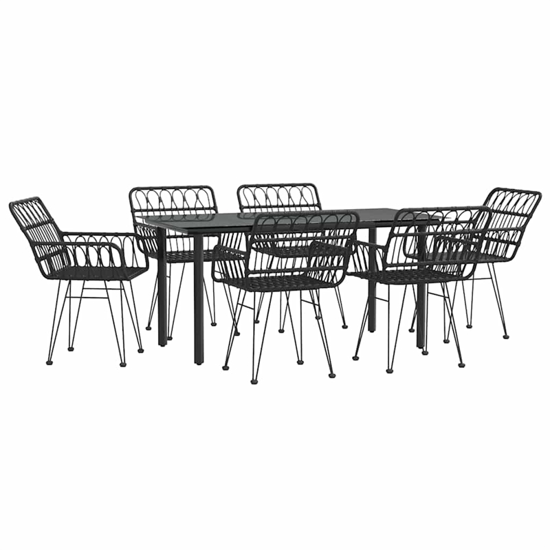 vidaXL Steel Large Garden Dining Set in Black