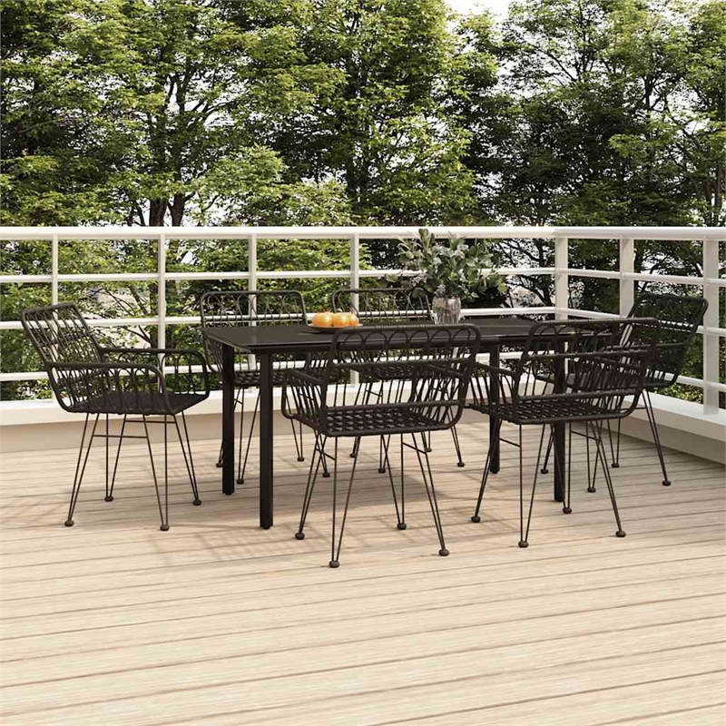 vidaXL Steel Large Garden Dining Set in Black