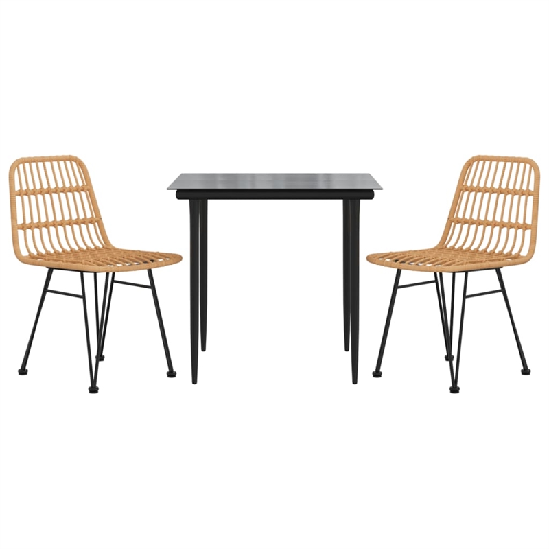 vidaXL Spolyethylene & Tempered Glass Garden Dining Set in Black