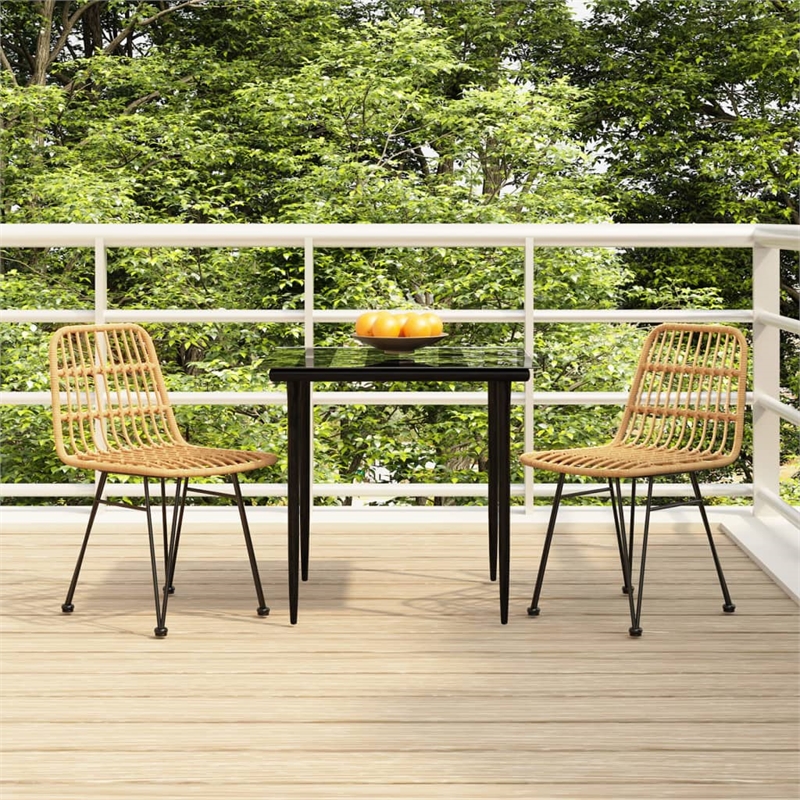 vidaXL Spolyethylene & Tempered Glass Garden Dining Set in Black