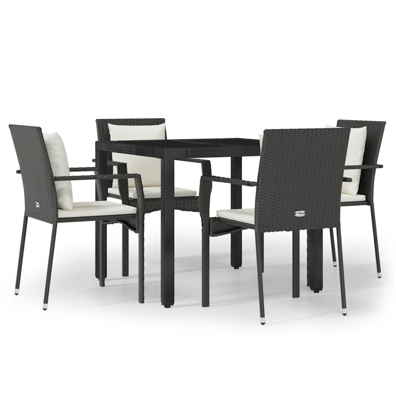 vidaXL Garden Dining Set in Black/Cream White