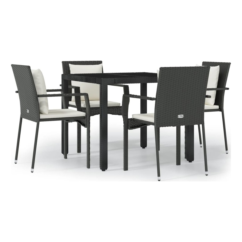 vidaXL Garden Dining Set in Black/Cream White