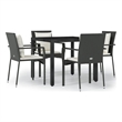 vidaXL Garden Dining Set in Black/Cream White
