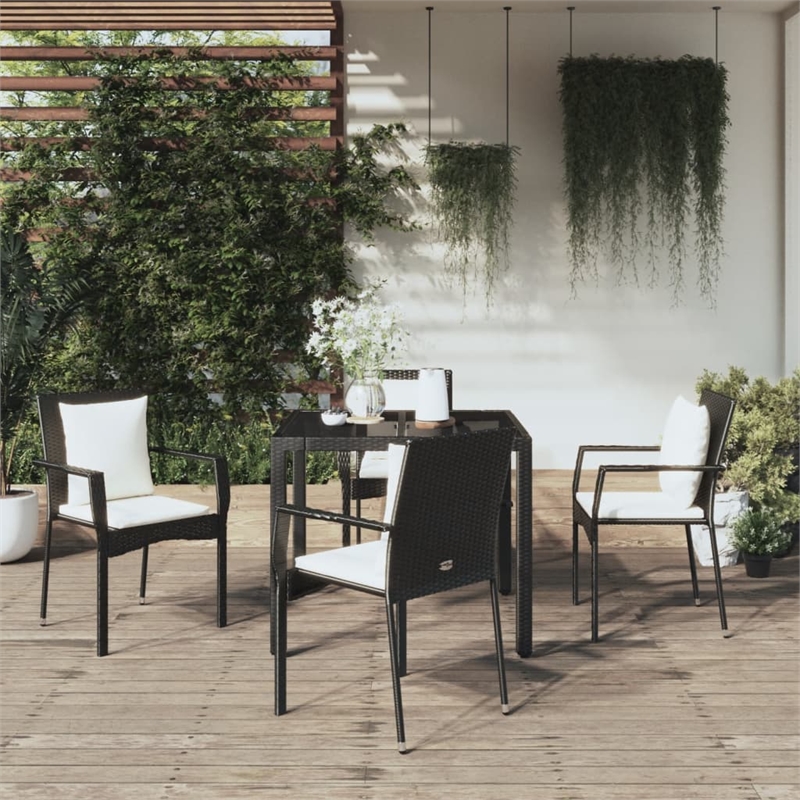 vidaXL Garden Dining Set in Black/Cream White
