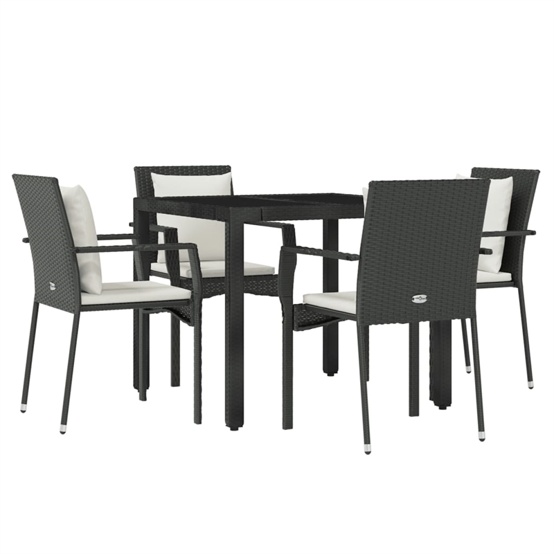vidaXL Garden Dining Set in Black/Cream White