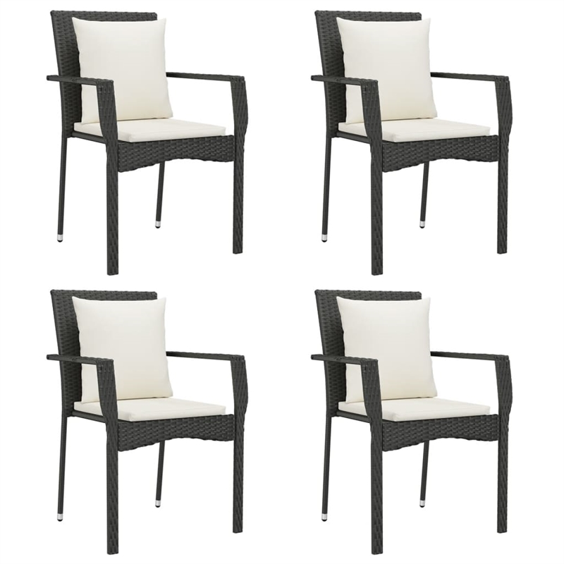vidaXL Garden Dining Set in Black/Cream White