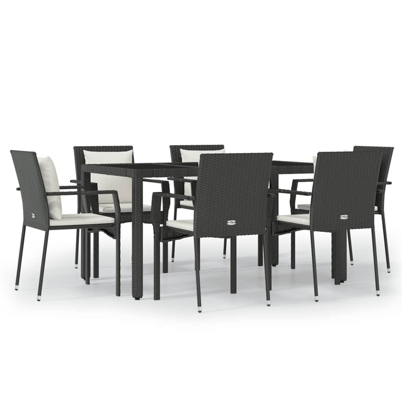 vidaXL Garden Dining Set in Black/Cream White