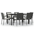 vidaXL Garden Dining Set in Black/Cream White
