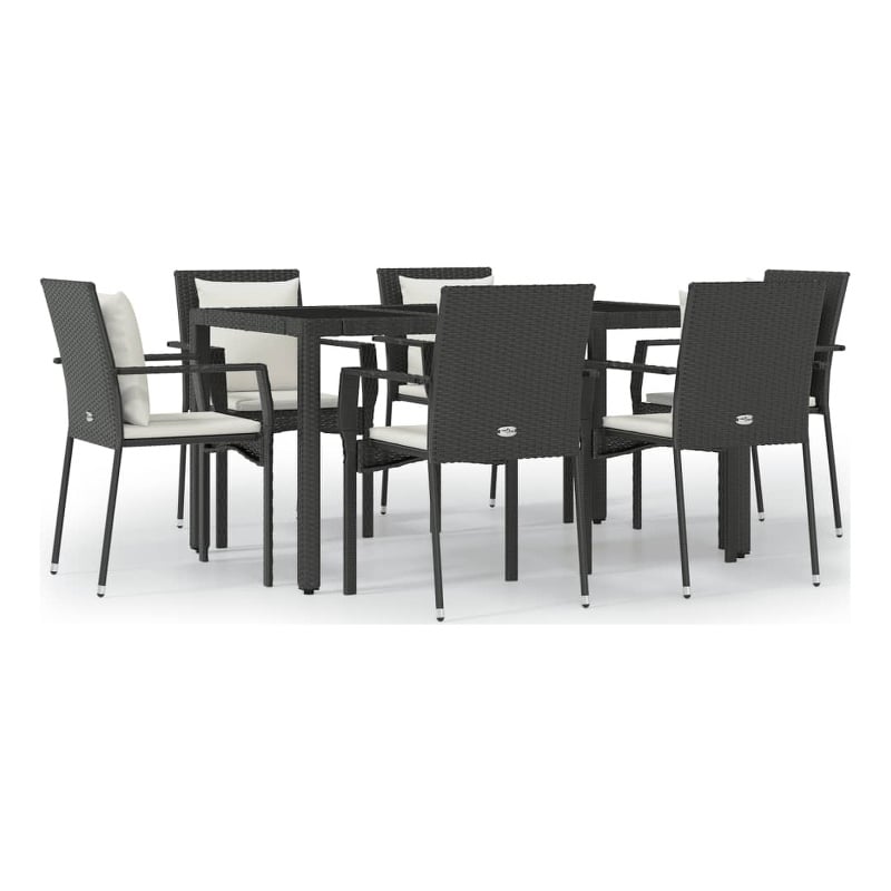 vidaXL Garden Dining Set in Black/Cream White