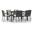 vidaXL Garden Dining Set in Black/Cream White