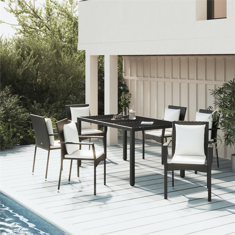 vidaXL Garden Dining Set in Black/Cream White