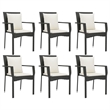 vidaXL Garden Dining Set in Black/Cream White