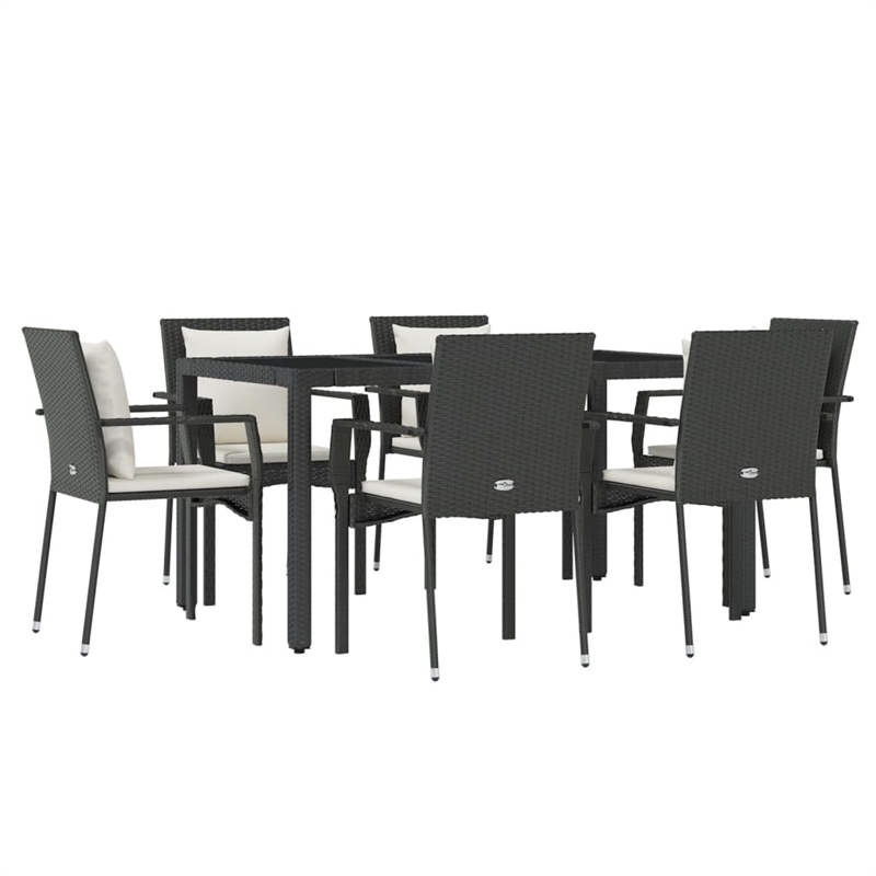 vidaXL Garden Dining Set in Black/Cream White