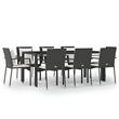 vidaXL Garden Dining Set in Black Table/Cream White Cushions