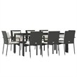 vidaXL Garden Dining Set in Black Table/Cream White Cushions
