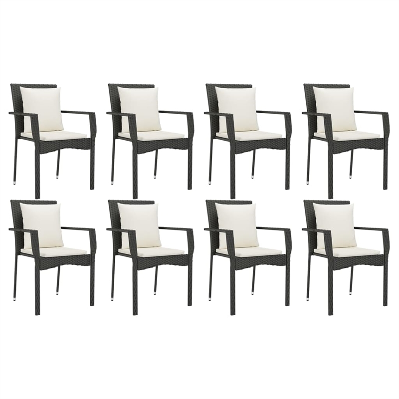 vidaXL Garden Dining Set in Black Table/Cream White Cushions