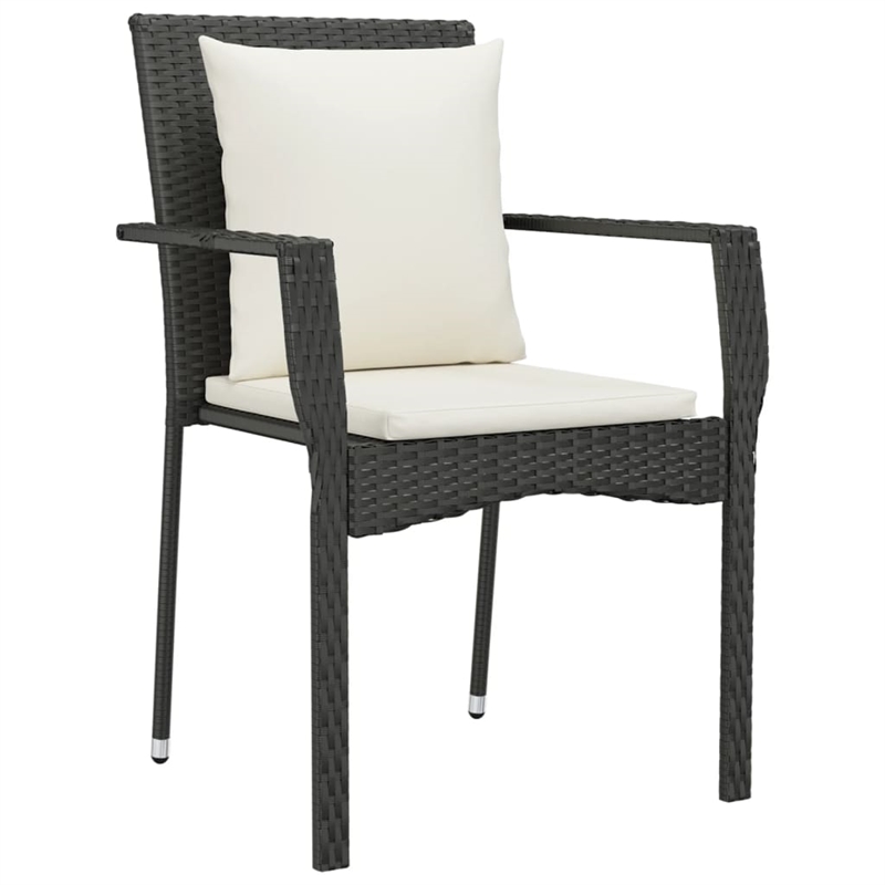 vidaXL Garden Dining Set in Black/Cream White