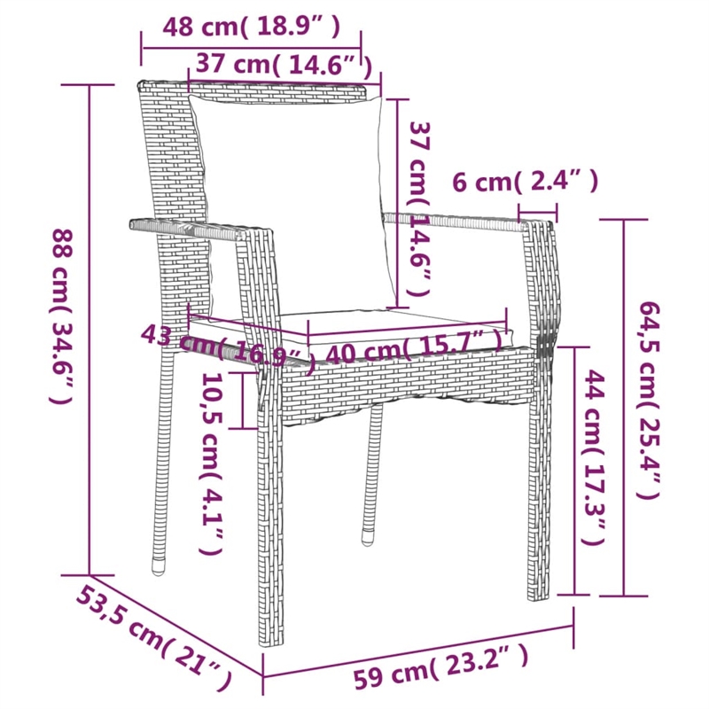 vidaXL Garden Dining Set in Black/Cream White