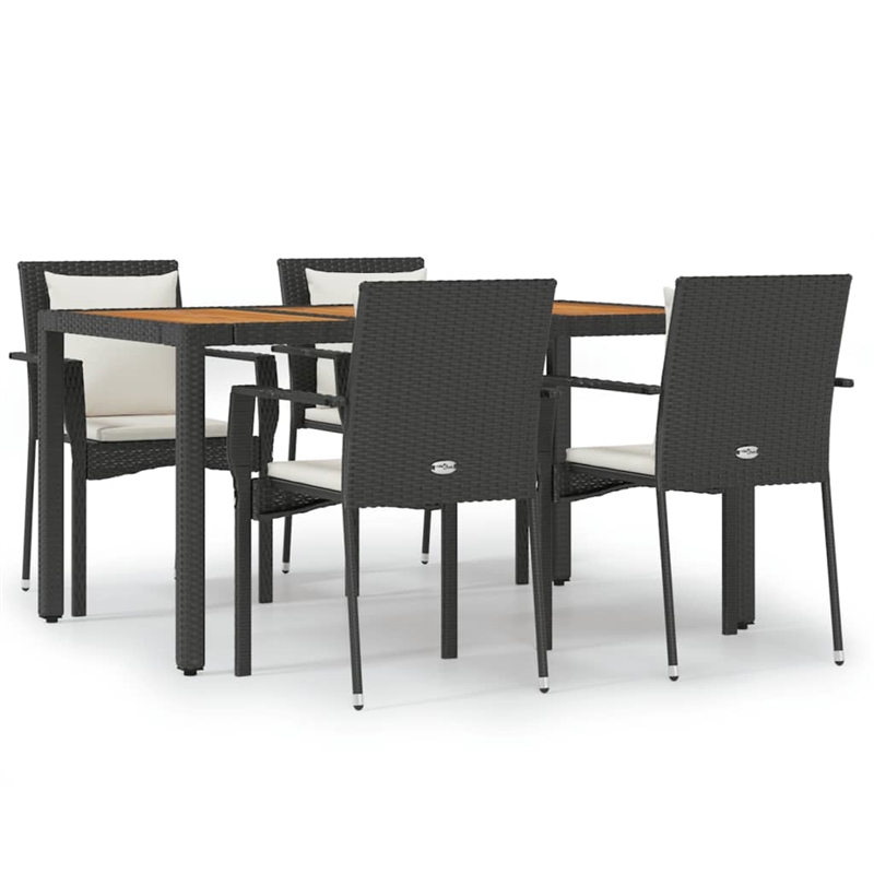 vidaXL Garden Dining Set in Black/Cream White