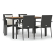 vidaXL Garden Dining Set in Black/Cream White