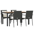 vidaXL Garden Dining Set in Black/Cream White