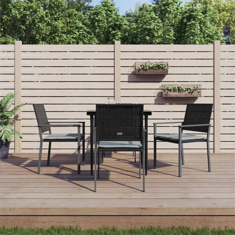 vidaXL Poly Rattan Medium Durable Garden Dining Set in Black