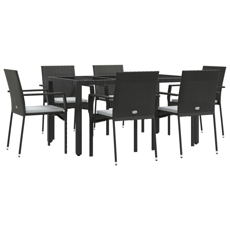 vidaXL Poly Rattan Large Modular Garden Dining Set in Black