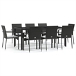 vidaXL Garden Dining Set in Black Table/Cream White Cushions