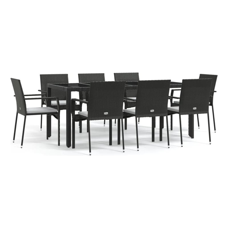 vidaXL Garden Dining Set in Black Table/Cream White Cushions