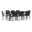 vidaXL Garden Dining Set in Black Table/Cream White Cushions