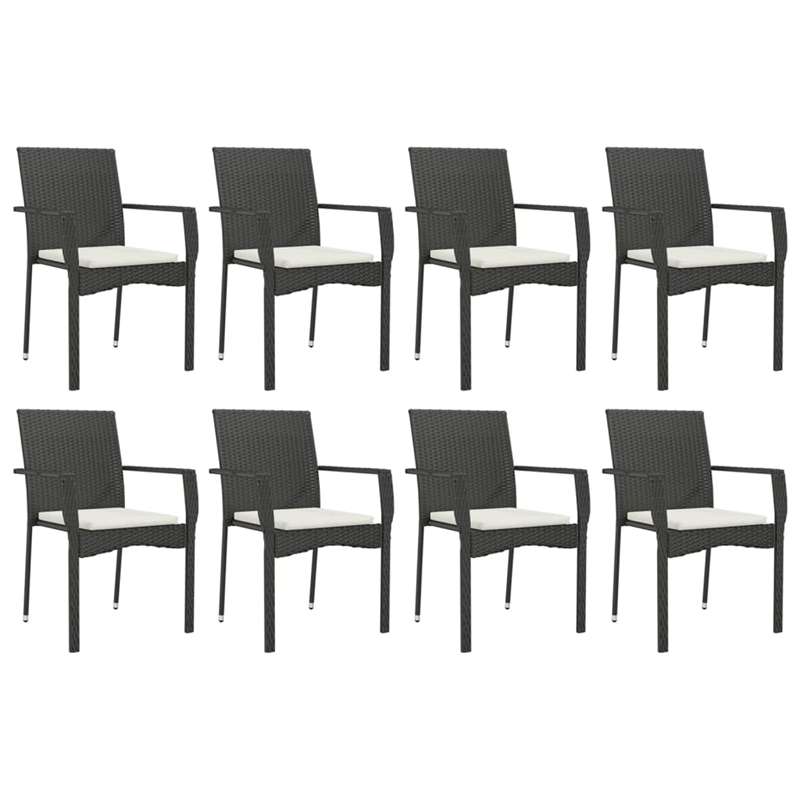 vidaXL Garden Dining Set in Black Table/Cream White Cushions