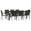 vidaXL Garden Dining Set in Black Table/Cream White Cushions