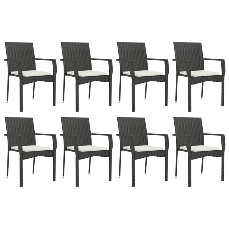 vidaXL Garden Dining Set in Black Table/Cream White Cushions