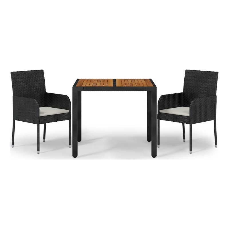 vidaXL Garden Dining Set in Black/Cream White