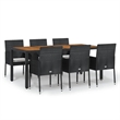 vidaXL Garden Dining Set in Black/Cream White