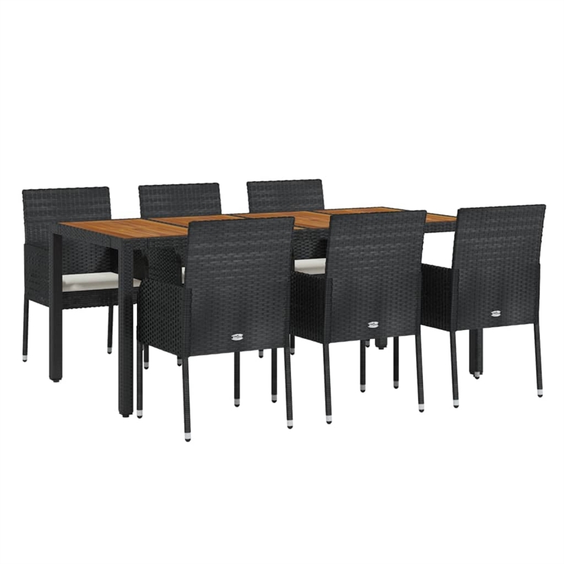 vidaXL Garden Dining Set in Black/Cream White