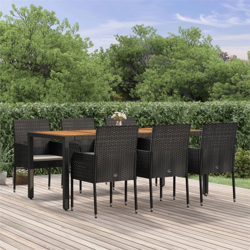 vidaXL Garden Dining Set in Black/Cream White